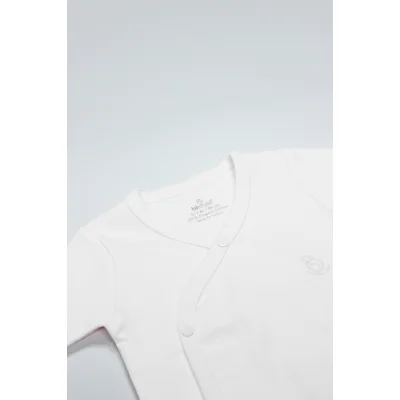 Bistyle Organik Natural Basic Style Kruvaze Uzun Kol Body, Beyaz