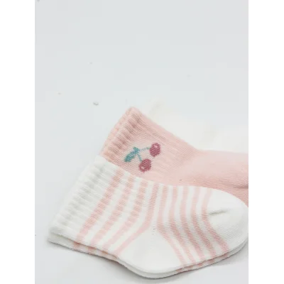 Bistyle Cherry Girl 3'lü Penye Soket Çorap 10138 Ekru