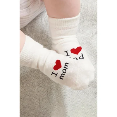 Bistyle Mom Dad Penye Soket Çorap, 3'lü, Ekru