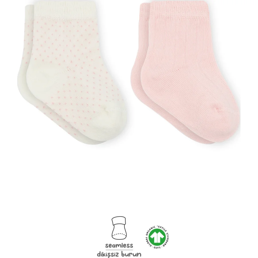 Bistyle Puan Derby Penye Soket Çorap 2li 10103 Pembe Ekru