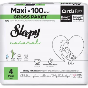 Sleepy Natural Bebek Bezi Gross Paket, 4 Beden, 100 Adet
