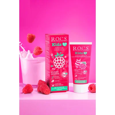 R.O.C.S. Kids Ahududu Smoothie Tadında Florürsüz Diş Macunu 45 Gr