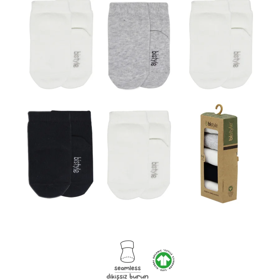 Bistyle 5'li Penye Soket Kutulu Basic Çorap 10131 Gri