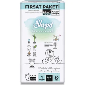 Sleepy Bio Natural Bebek Bezi Fırsat Paketi, 1 Beden, 50 Adet