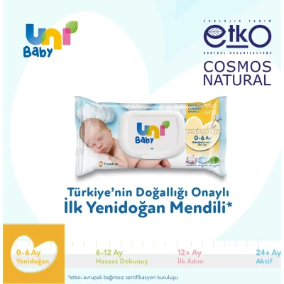 Uni Baby Yenidoğan Islak Mendil, 40 Yaprak, 3'lü