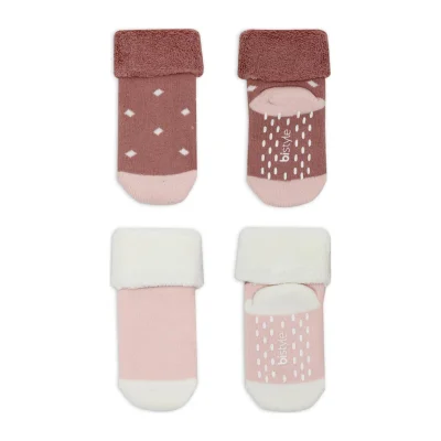 Bistyle Puanlı Kaymaz Havlu Soket Çorap, 2'li, Pudra, Pembe