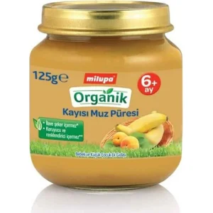 Milupa Organik Kayısı Muz Püresi Kavanoz Maması, 125 g