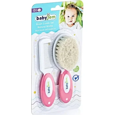 BabyJem Doğal Kıl Fırça Tarak Seti, Mavi