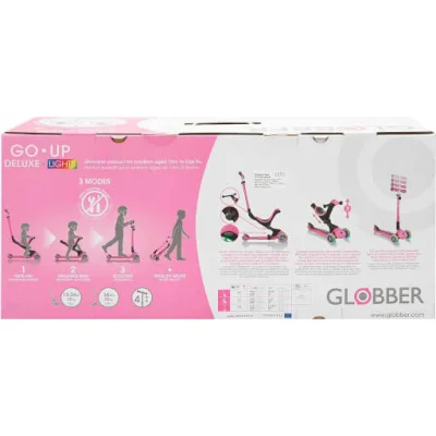 Globber Go Up Deluxe Scooter, Işıklı, Pembe