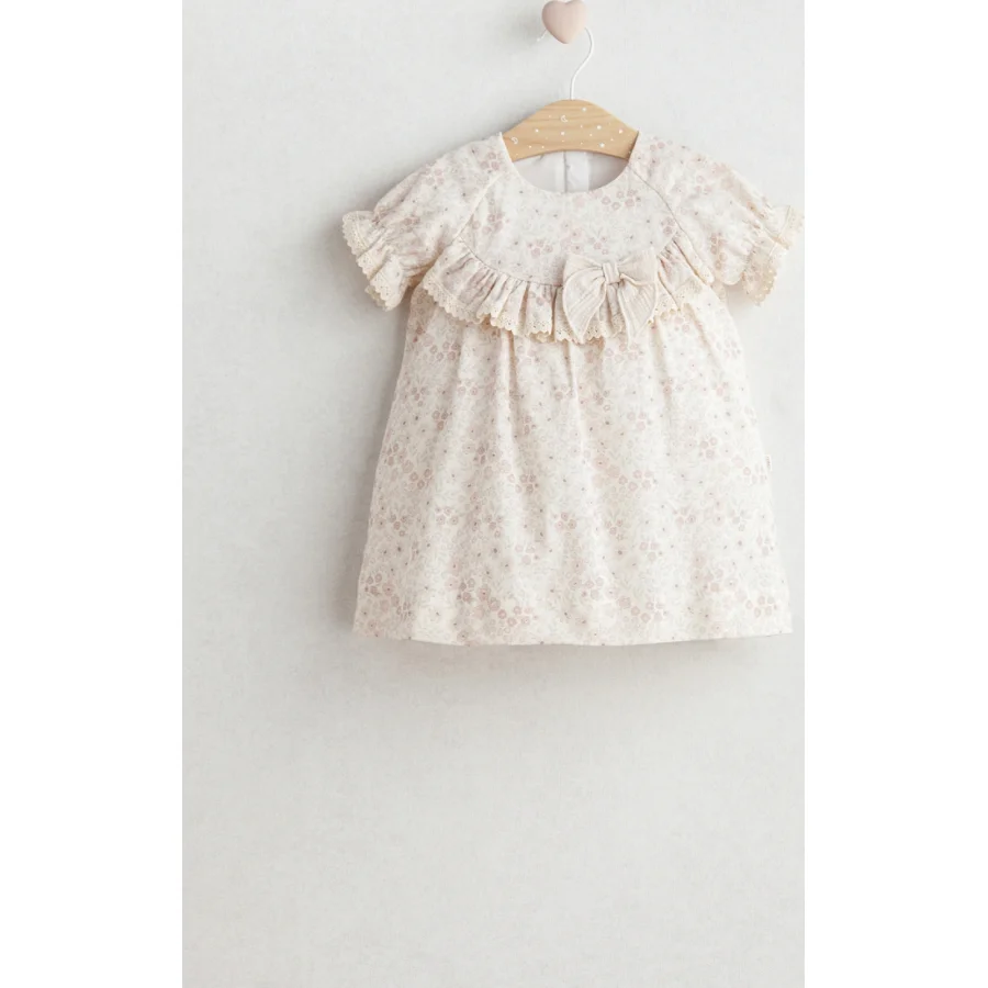 Tongs Baby Flowery Elbise, Bej