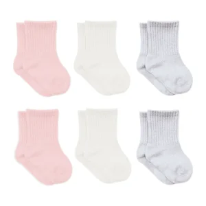 Bistyle Basic Penye Soket Çorap, 6'lı, Pembe, Ekru, Gri