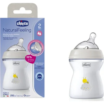 Chicco Natural Feeling Silikon Emzikli PP Biberon, 2+ Ay, 250 ml