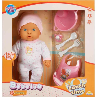 Sunman Bebelou Yemek Zamanı Sesli Bebek Seti, 35 cm