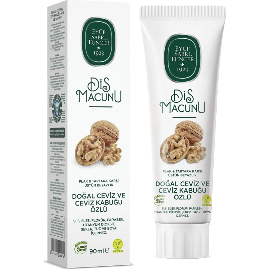 Eyüp Sabri Tuncer Doğal Diş Macunu, Ceviz & Ceviz Kabuğu Özlü, 90 g