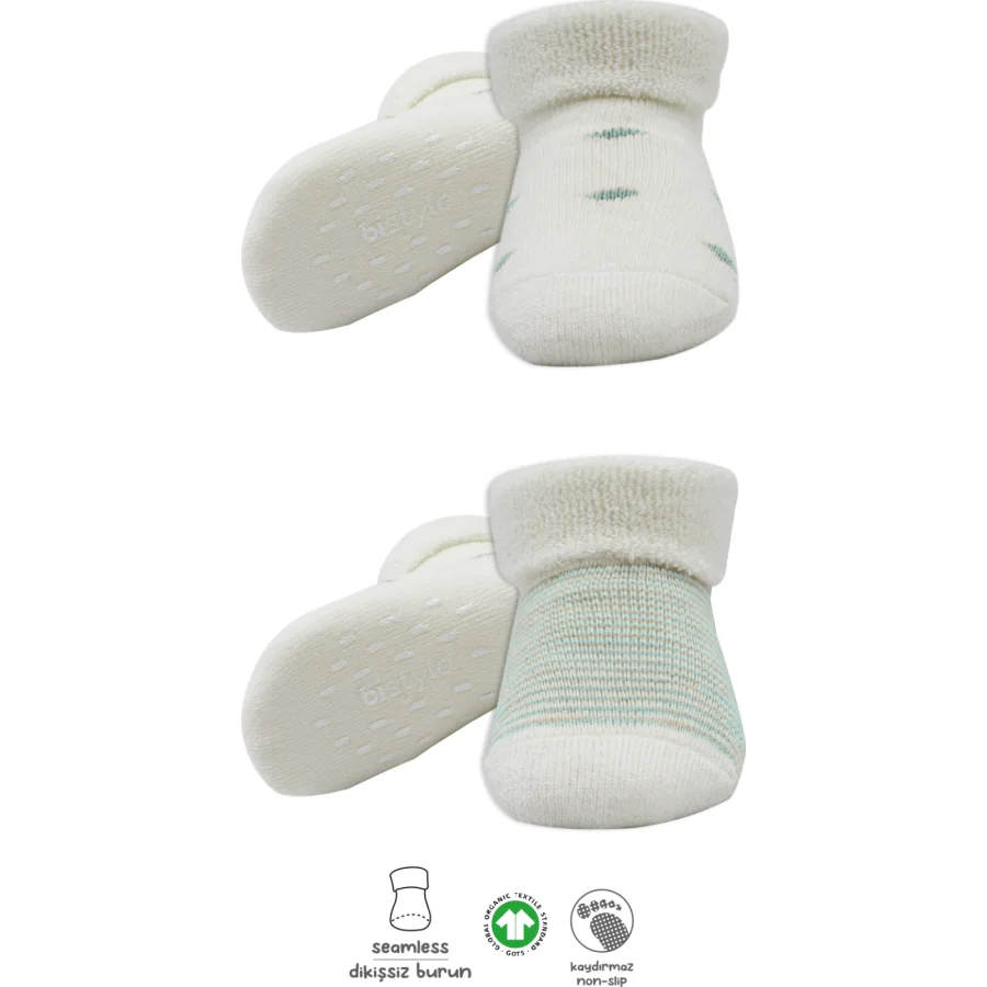 Bistyle 2'Li Havlu Soket Kaymaz Çorap 10504 Nil Ekru
