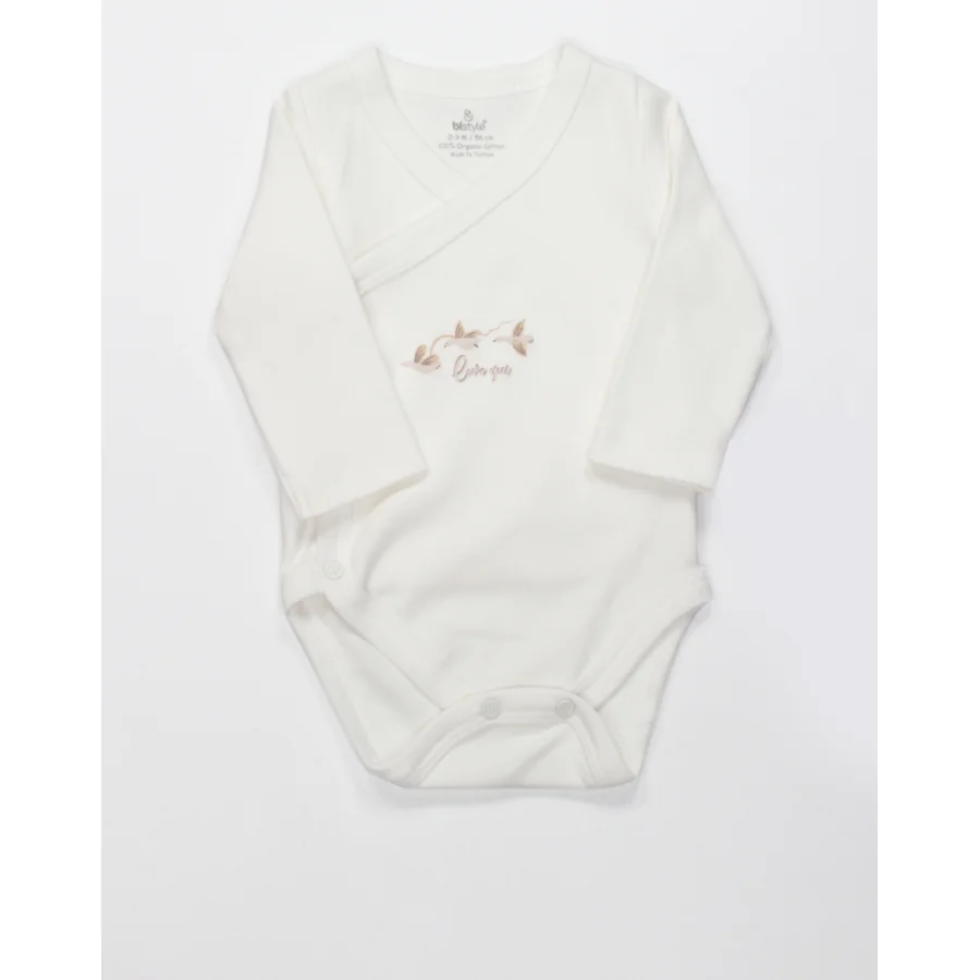 Bistyle Kruvaze Body Uzun Kol Love You Smile Ekru