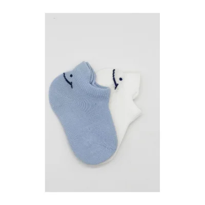Bistyle Sneakers Smile Penye Çorap, 2'li, Mavi, Ekru