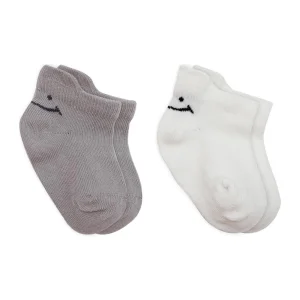 Bistyle Sneakers Smile Penye Çorap, 2'li, Gri, Ekru