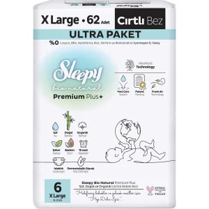 Sleepy Bio Natural Bebek Bezi, 6 Beden, 62 Adet