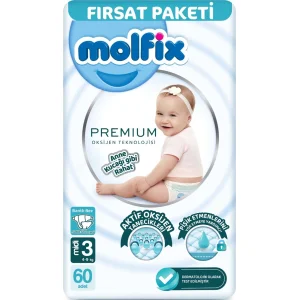 Molfix Premium Bebek Bezi Fırsat Paketi, 3 Beden, 60 Adet