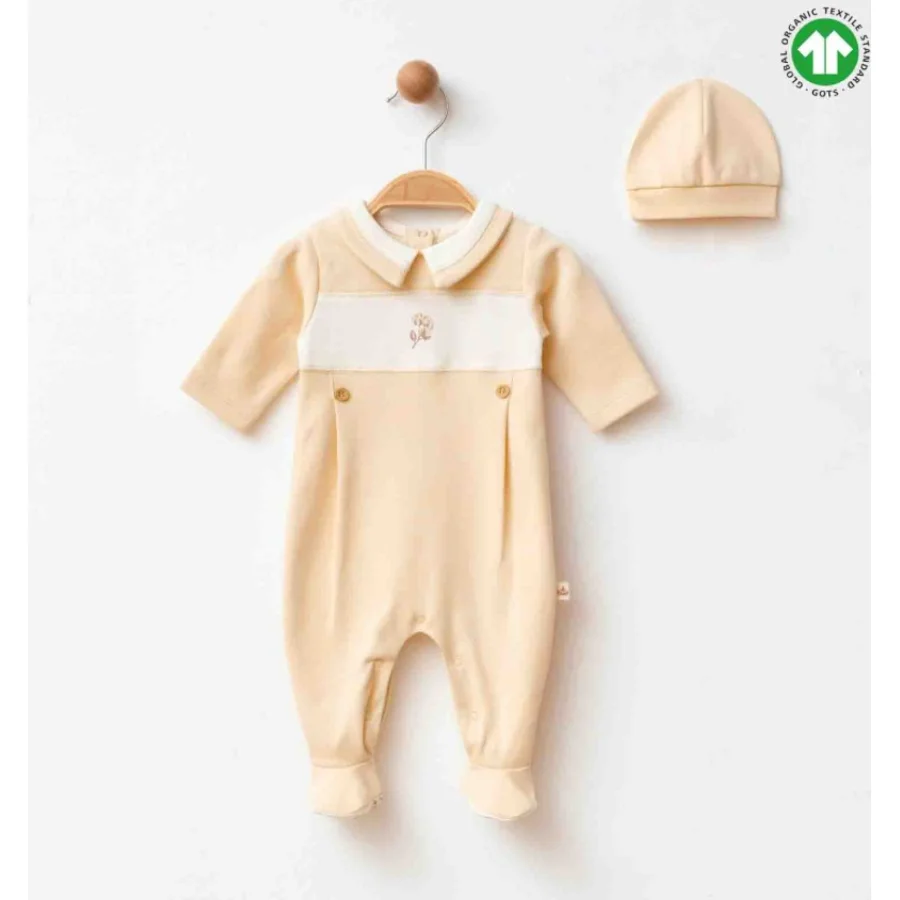 Eslenza Organik Şapkalı Tulum, Bej