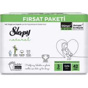 Sleepy Natural Bebek Bezi Fırsat Paketi, 3 Beden, 42 Adet
