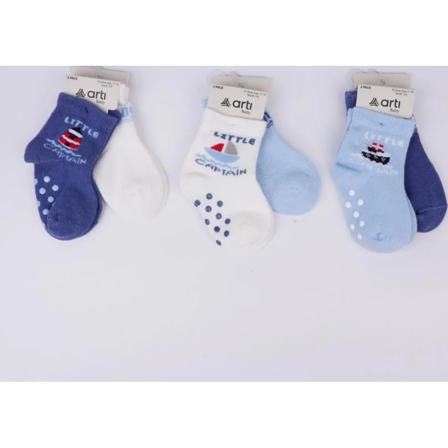 Katamino Filip Abs'li Erkek Bebek Soket Çorap, 2'li, Asorti