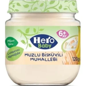 Hero Baby Muzlu Bisküvili Muhallebi Kavanoz Mama, 120 g