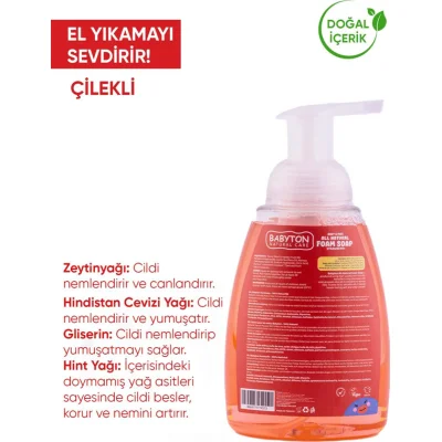 Babyton Çocuklar İçin Doğal Köpük Sabun Çilek