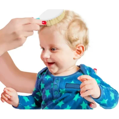 BabyJem Doğal Kıl Fırça Tarak Seti, Gri