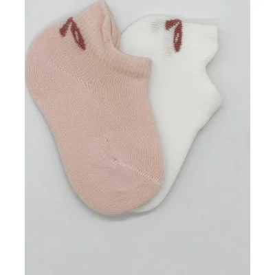 Bistyle Sneakers Smile Penye Çorap, 2'li, Pembe, Ekru