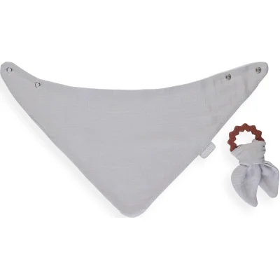 BabyJem Silikon Diş Kaşıyıcılı Müslin Önlük, Gri
