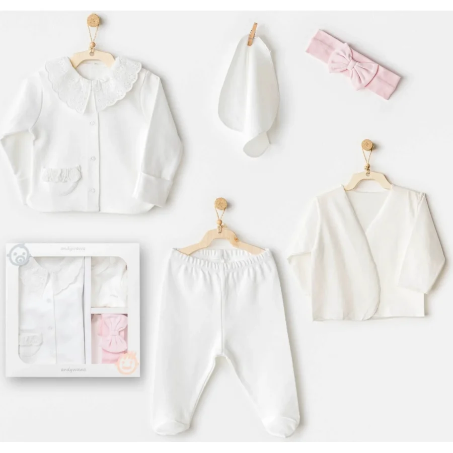 Andywawa AC25650 Cuddly Bunny Bear 5'Li Hastane Çıkışı Ecru Pink