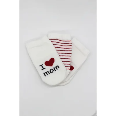 Bistyle Mom Dad 3'Lü Penye Soket Çorap 10123 Ekru