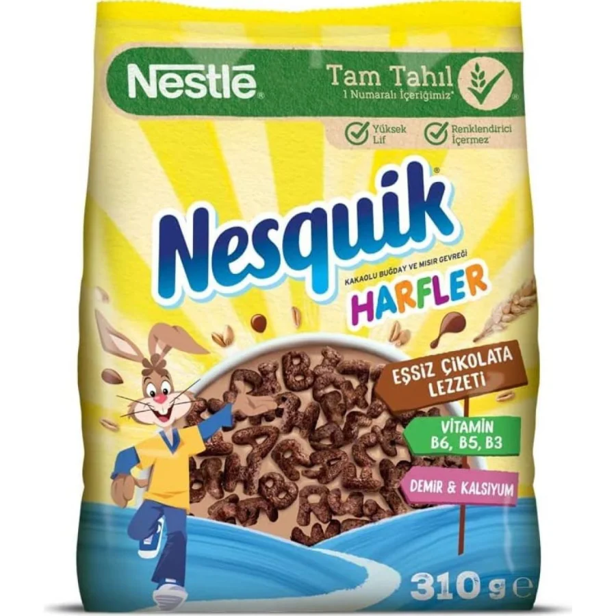 Nesquik Harfler Kakaolu Buğday ve Mısır Gevreği, 310 g