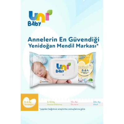 Uni Baby Yenidoğan Islak Mendil, 40 Yaprak, 3'lü