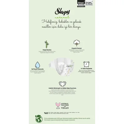 Sleepy Natural Bebek Bezi Gross Paket, 4 Beden, 100 Adet