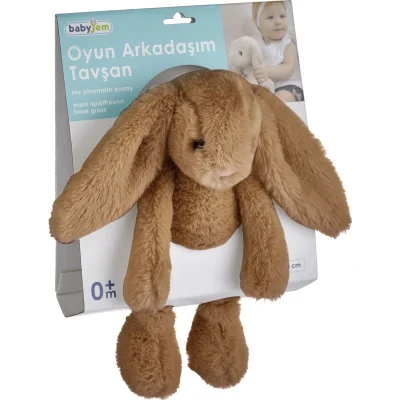 BabyJem Uyku Arkadaşım, Oturabilen Tavşan, 30 cm, Açık Kahve