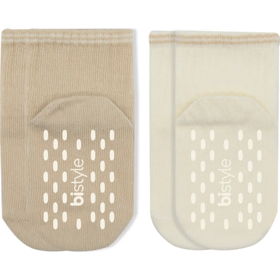 Bistyle Çemberli Basic Penye Kaymaz Soket Çorap, 2'li, Bej
