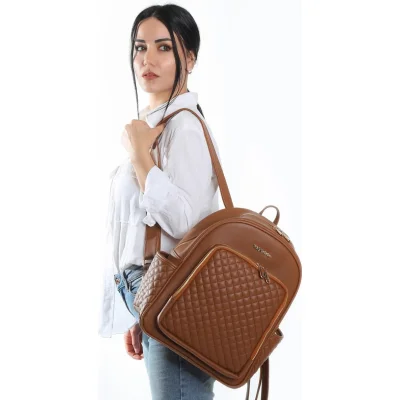 M&Y Dust Deri Anne Bebek Bakım Sırt Çantası, Taba