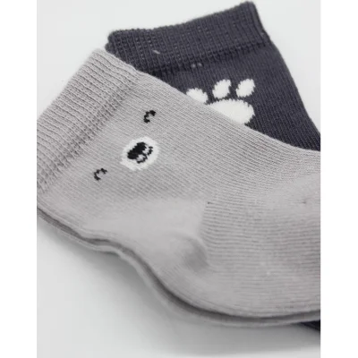 Bistyle Bear Penye Soket Çorap, 2'li, Gri