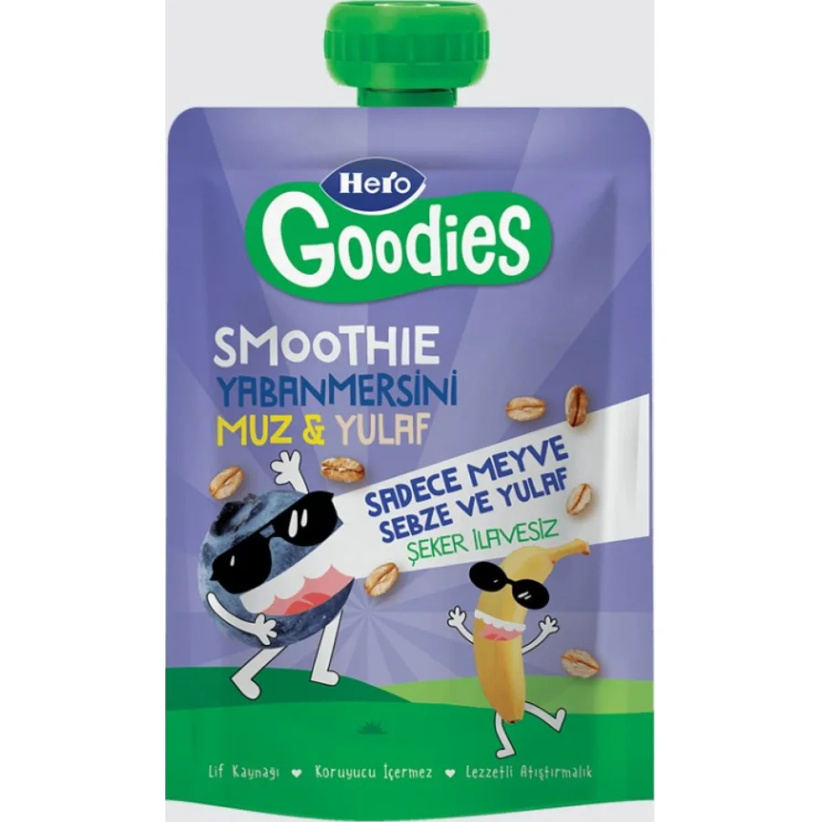 Hero Goodies Meyve Püresi, Yabanmersini, Muz, Yulaf, Havuç, 100 g