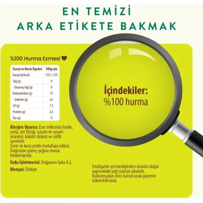 Wefood Hurma Ezmesi,  %100 Sade,400 g