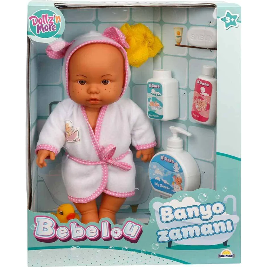 Sunman Bebelou Banyo Zamanı Bebek Seti, 35 cm