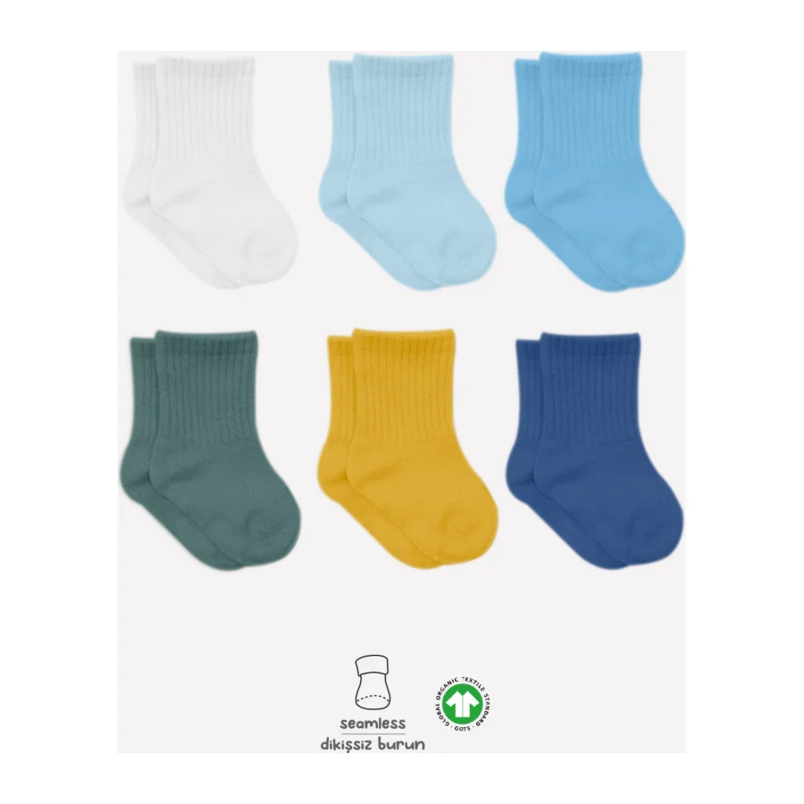 Bistyle Mix Penye Soket Çorap, 6'lı, Turkuaz