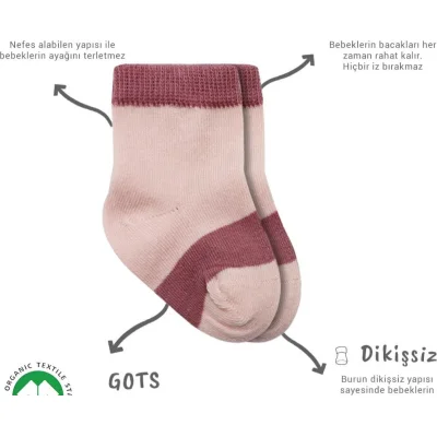 Bistyle Penye Rainbow Soket Çorap, 3'lü, Pudra