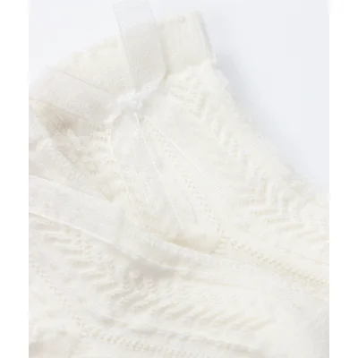 Bistyle Fiyonklu Penye Soket Çorap, 2'li, Ekru