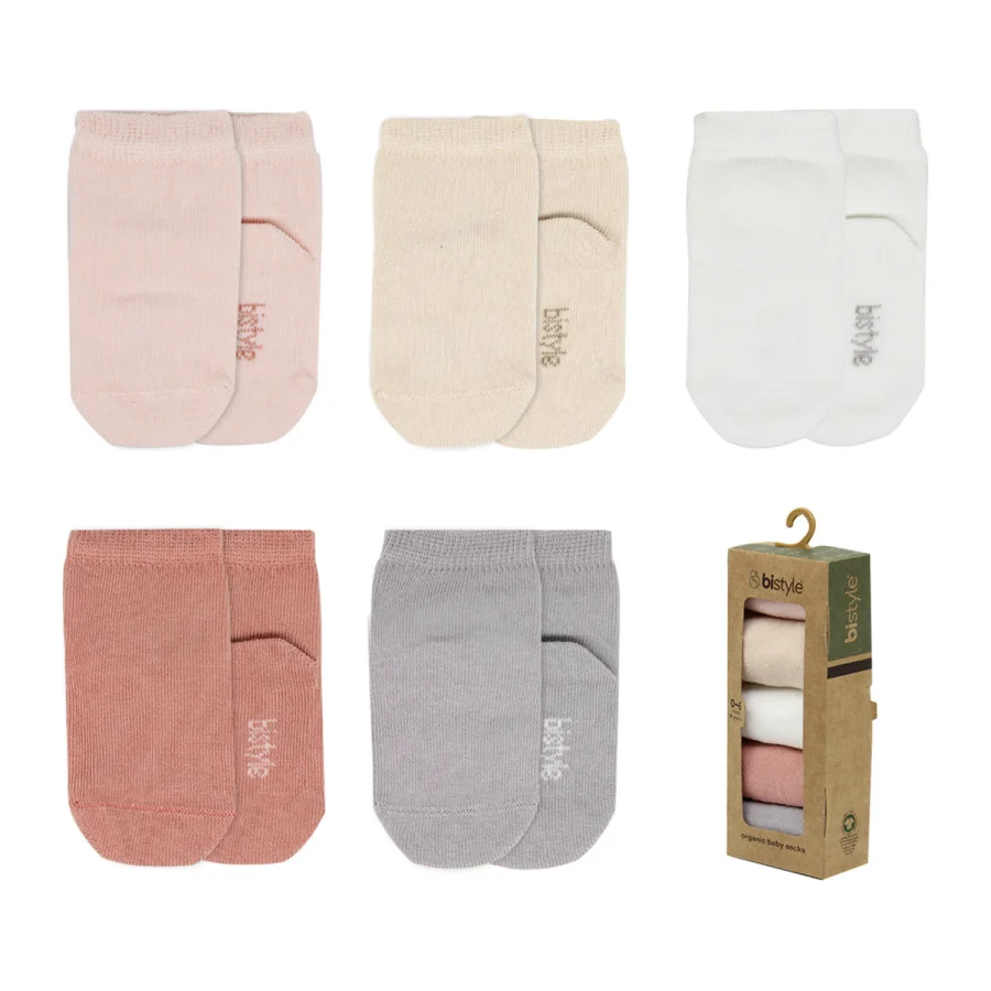 Bistyle Penye Soket Kutulu Basic Çorap, 5'li, Pudra