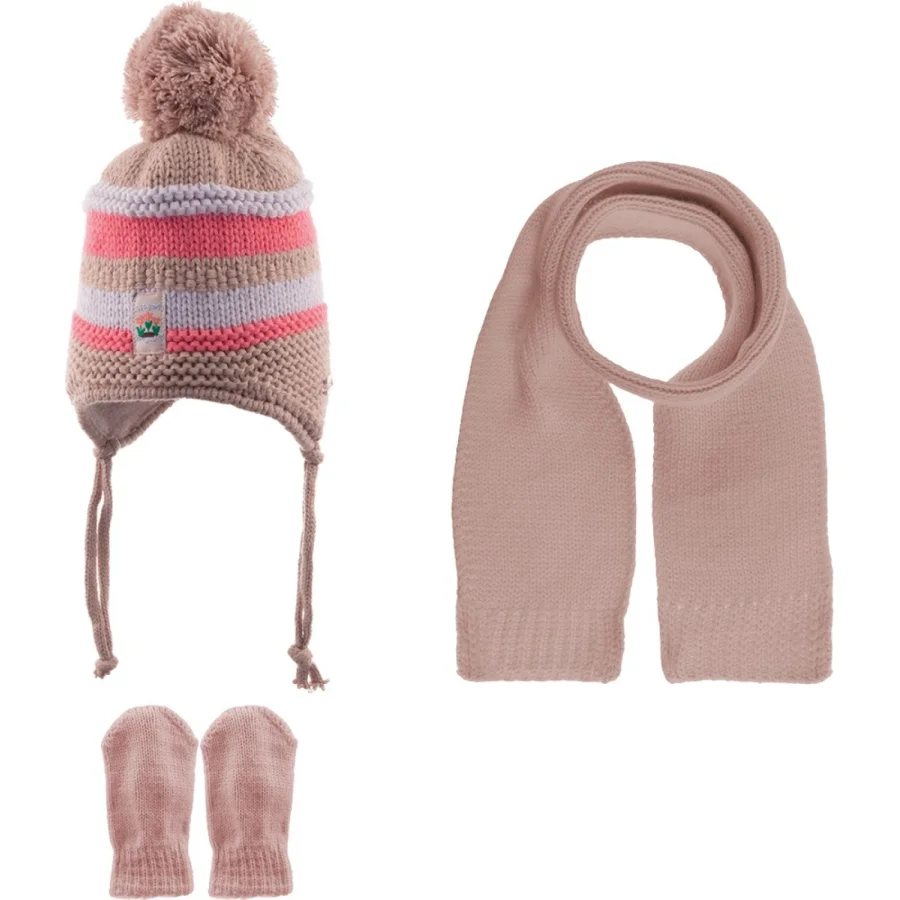 Kitti Atkı Bere Eldiven Takım, 0-18 Ay, Pudra