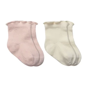 Bistyle Overlok Style Penye Soket Çorap, 2'li, Pudra